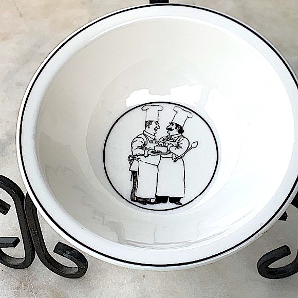 EPOCH LE RESTAURANT RIM CEREAL BOWL WHITE BLACK ROUND Y2K 6 1/2 INCH - Picture 4 of 6